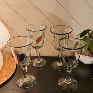 Hand Blown Wine Glass Goblets Set of 4